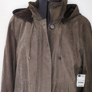 Worthington Faux Suede Trench Coat Women's 16
